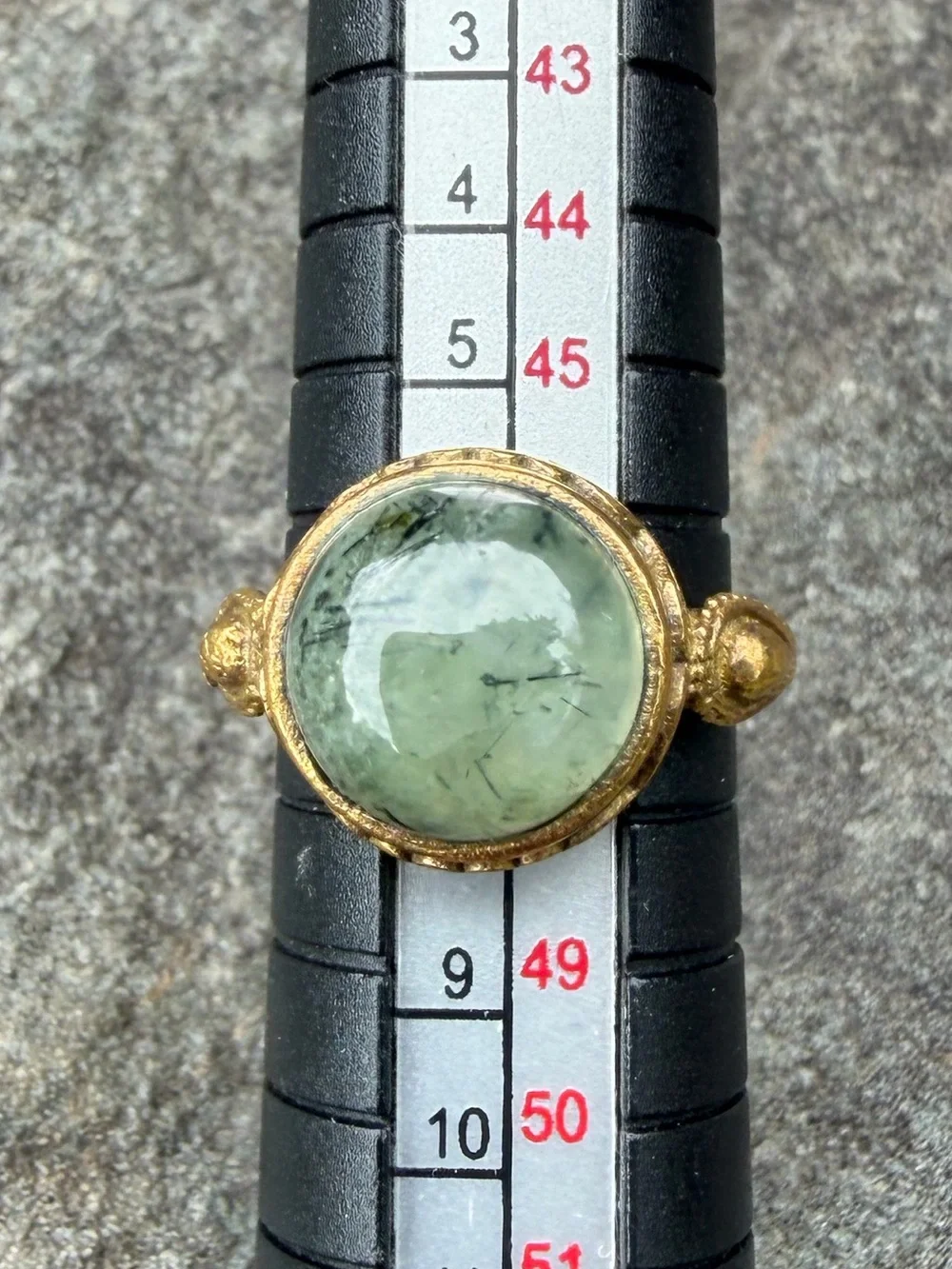 Genuine Gemstone Green Stone Dome Small Gold Pinky Ring 4